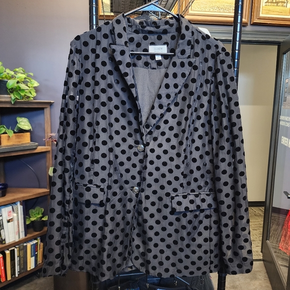 J CREW COLLECTION Parke Blazer in Black Velvet Polka Dot Sheer Suit Jacket 16 - Picture 6 of 6
